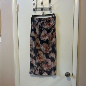 Zara Blue and Brown Patterned Pencil Skirt